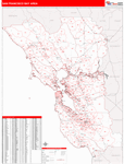 Bay Area  Wall Map Red Line Style
